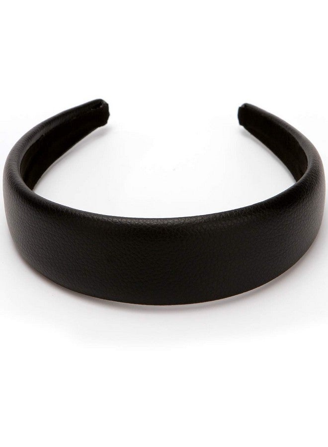 LONEEDY 1.7 Inch Leather Hard Headband Wide Headband Padded Headband Hairband For Women (Black) - Image 2