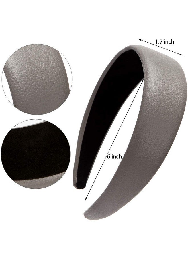 LONEEDY 1.7 Inch Leather Hard Headband Wide Headband Padded Headband Hairband For Women (Black) - Image 3