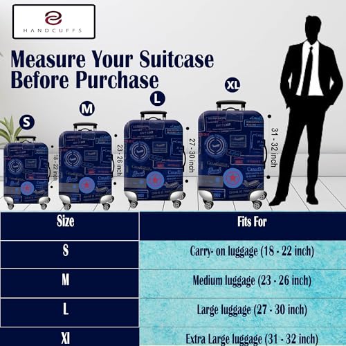 Handcuffs Luggage Cover Trolley Travel Covers, Washable Dust Proof Anti-Scratch Suitcase Protector (Blue, M (23"-26")) - Image 3