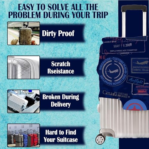 Handcuffs Luggage Cover Trolley Travel Covers, Washable Dust Proof Anti-Scratch Suitcase Protector (Blue, M (23"-26")) - Image 4