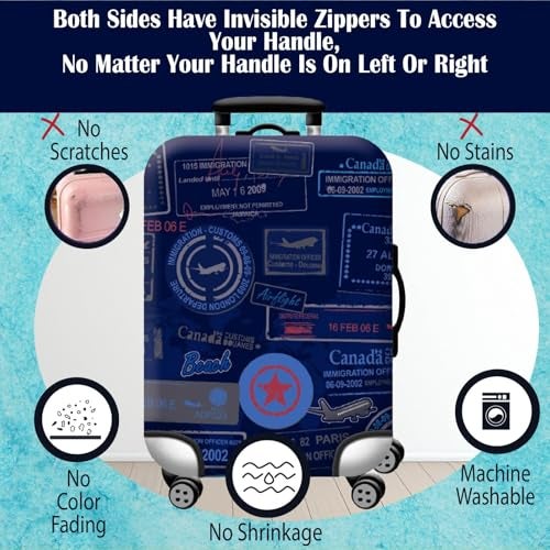 Handcuffs Luggage Cover Trolley Travel Covers, Washable Dust Proof Anti-Scratch Suitcase Protector (Blue, M (23"-26")) - Image 5