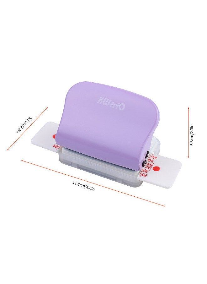 Kw-trio - 6-Hole Paper Punch Handheld Metal Hole Puncher 5 Sheet Capacity 6mm for A4 A5 B5 Notebook Scrapbook Diary Planner - Image 1