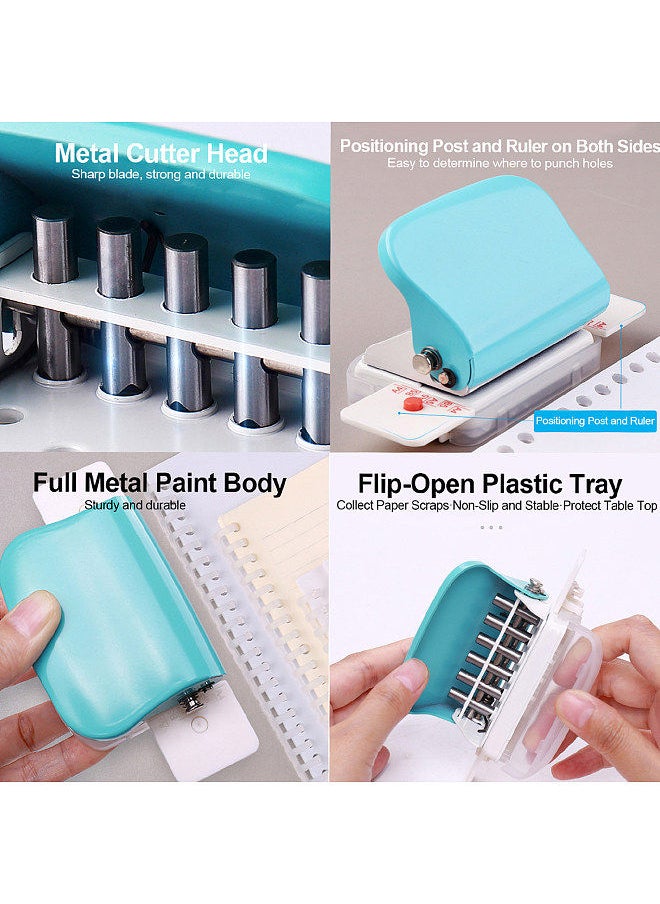 Kw-trio 6-Hole Paper Punch Handheld Metal Hole Puncher 5 Sheet Capacity 6mm for A4 A5 B5 Notebook Scrapbook Diary Planner  - Image 5