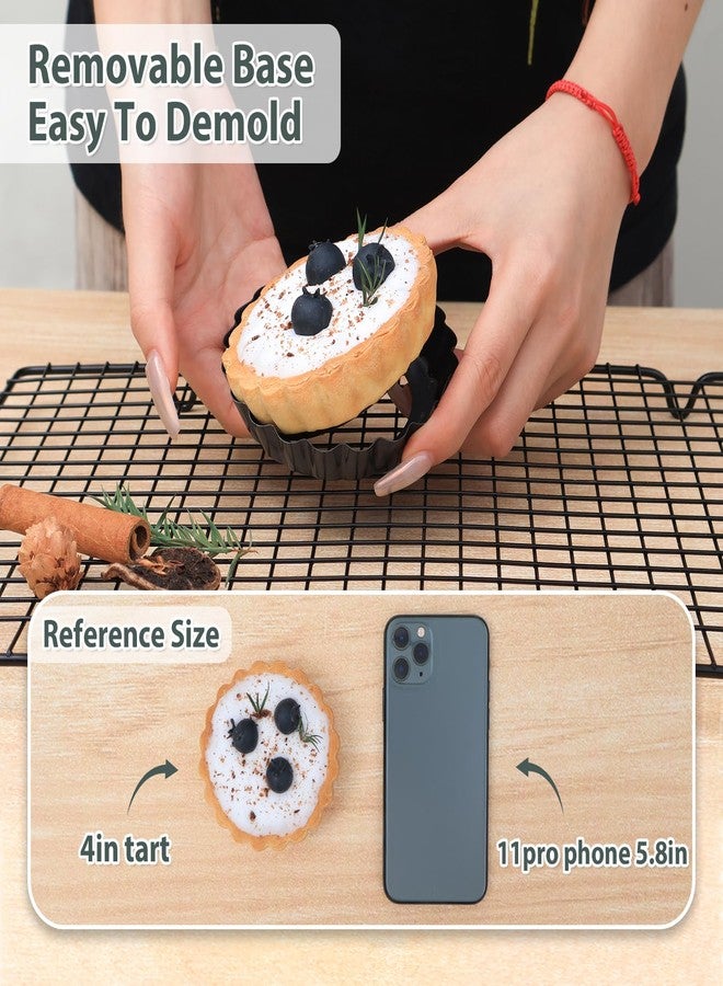 Vnray Mini Tart Pans with Removable Bottom 4 inch Set of 10, Non-stick Round Quiche Pan Heavy Duty Carbon Steel for Mousse Cakes, Christmas Dessert Baking with Silicone Scrubber - Image 5