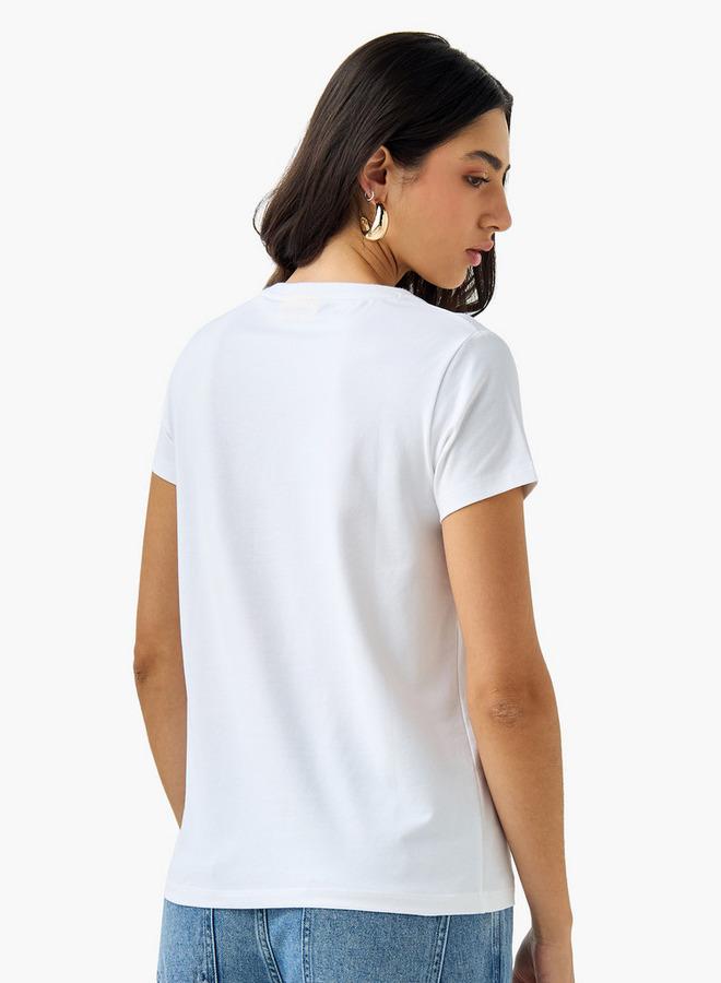 SP Characters Peanuts Print Crew Neck T-shirt with Short Sleeves - Image 3