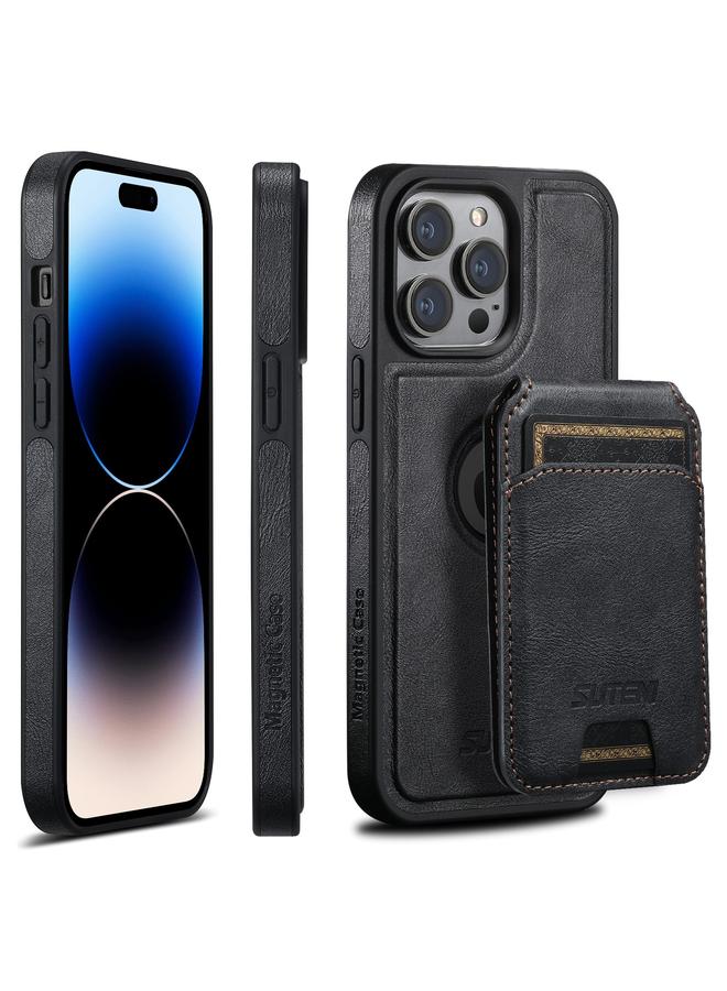 Suteni Case For iPhone 14 Pro M2 Oil Wax MagSafe Horizontal Card Bag Phone Case - Image 1