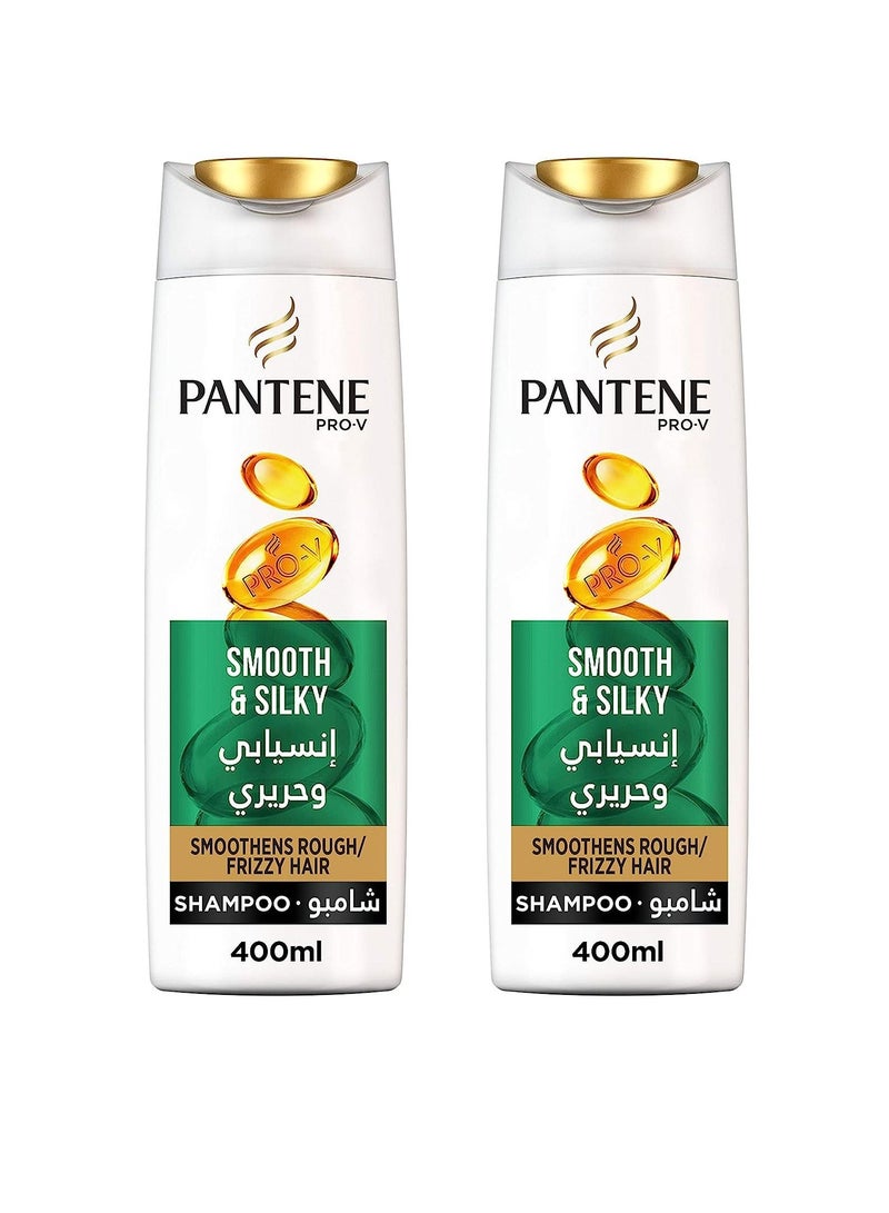 Pantene Smooth and Silky Shampoo 400ml pack of 2 - Image 1