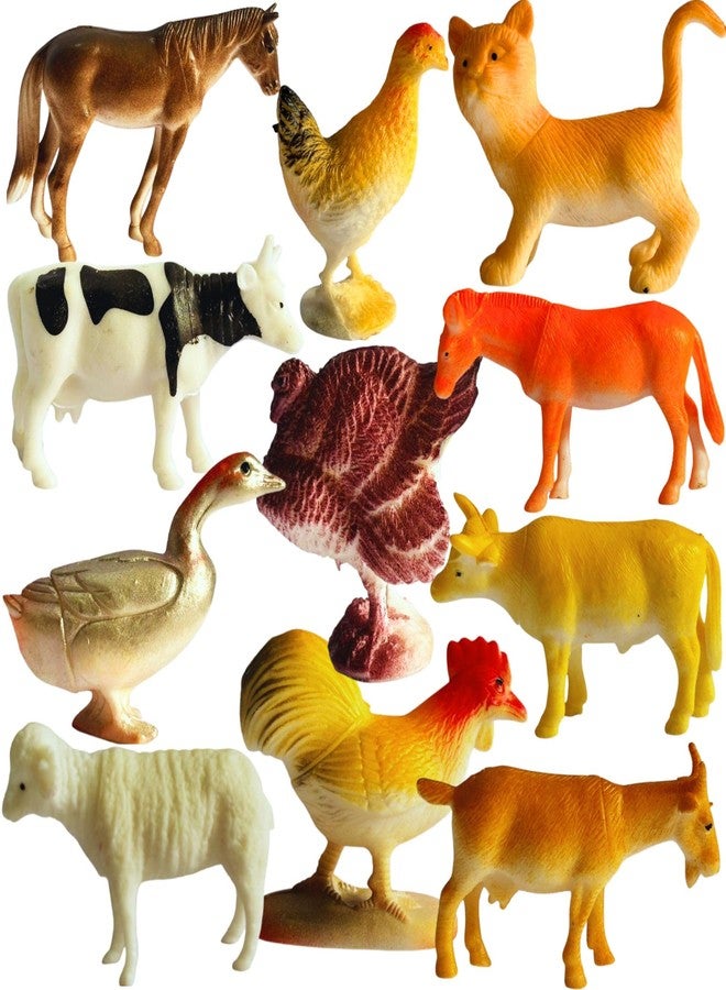 MALLEXO 12 PCS Realistic Domestic Farm Animals Toys for Kids 3+ | Cute Jungle Wild Animal Toy Action Figurines Playset for Boys and Girls Birthday Gifts for Children Best Educational & Decoration Item - Image 1