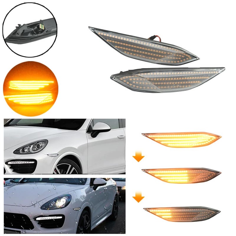 Front Fender Marker Lights for Porsche Cayenne 2010-2014 White - Image 3