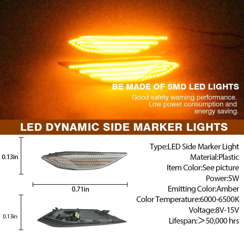 Front Fender Marker Lights for Porsche Cayenne 2010-2014 White - Image 2