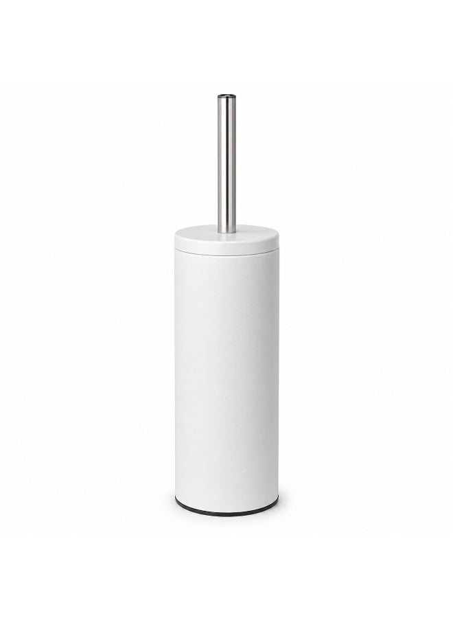 Primanova Toilet Brush with Holder Stainless Steel Rust-Resistant Slim Bathroom Cleaning Brush with Splash Guard 8 × 8 × 33 cm (Matte White) - Image 1
