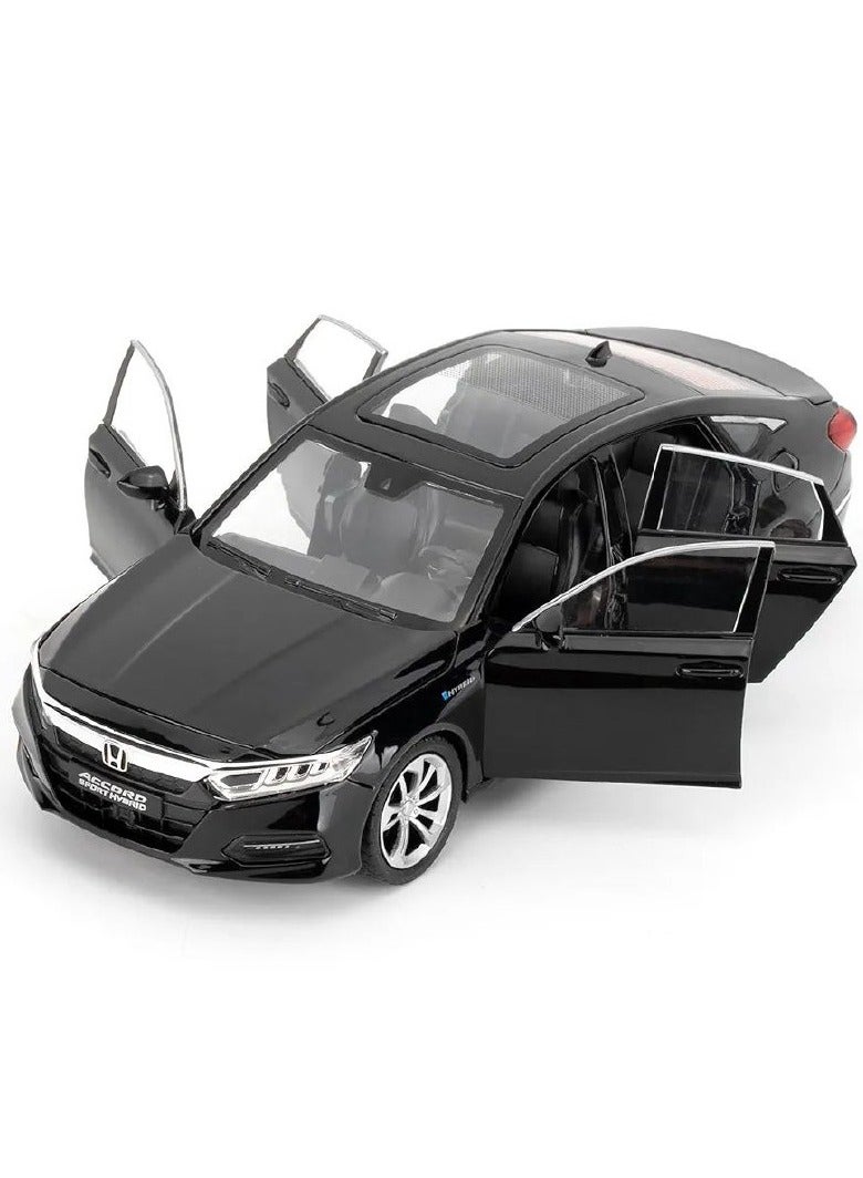 داي كاست 1:24 متوافقة مع نموذج سيارة هوندا أكورد، سيارة لعبة سحب للخلف من سبائك الزنك مع صوت وإضاءة للأطفال والكبار (أسود) - Image 1