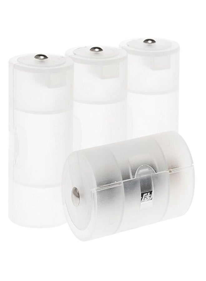 طقم أغطية محول بطارية من AA إلى D مكون من 4 قطع شفاف - Image 1