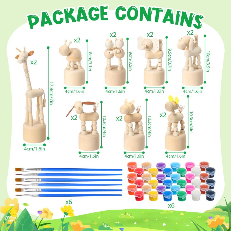 DoubleFill 16 Pcs Painting Craft Kits for Kids Unfinished Wood Animals Figures Crafts with Paints Brushes DIY Arts and Crafts for Boys Girls Spring Gifts Painting Valentine's Party Favors - Image 2