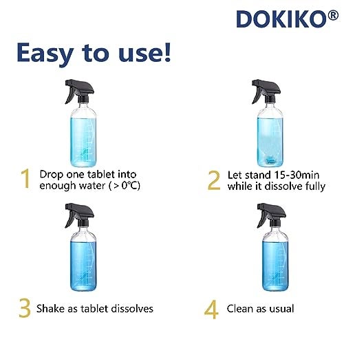 DOKIKO Glass Cleaner Refill Tablets - 50 Concentrated Multi-Surface Cleaning Tablets, 1 Pack Makes 50 * 16 fl oz Spray for Windows, Mirrors, Windshields & More - Image 5
