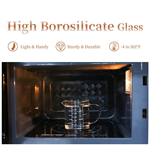 Newness Glass Measuring Cup with Handle, 300 ML (0.3 Liter, 1 1/4 Cup) Measuring Cup with Three Scales (OZ, Cup, ML/CC) and V-Shaped Spout, Measuring Beaker for Kitchen or Restaurant, Easy to Read - Image 4