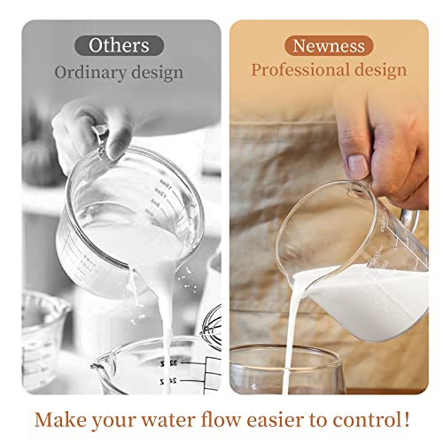 Newness Glass Measuring Cup with Handle, 300 ML (0.3 Liter, 1 1/4 Cup) Measuring Cup with Three Scales (OZ, Cup, ML/CC) and V-Shaped Spout, Measuring Beaker for Kitchen or Restaurant, Easy to Read - Image 2