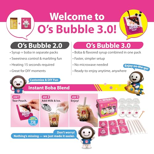 O's Bubble Boba Tea Kit - Bubble Tea Kit - All in One Boba Kit - Boba Kit for Kids - 6 Servings Includes Cups, Straws, Stirrer (Party Kit Variety Pack Upgrade) (No Microwave Version 3.0) - Image 4