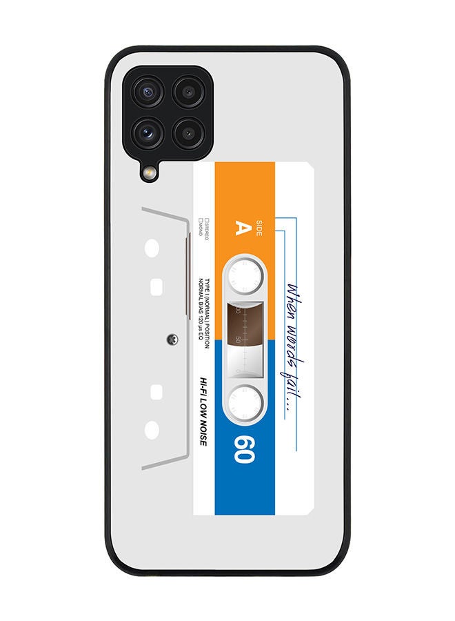 Stylizedd Rugged Black edge case for Samsung Galaxy A22 (LTE/4G)  Slim fit Soft Case Flexible Rubber Edges Anti Drop TPU Gel Thin Cover - When Words Fail (White Tape)  - Image 1