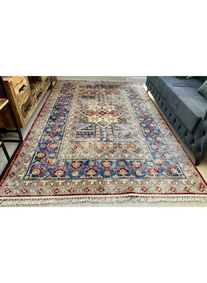 HANDPICKED FURNITURE Handpicked Furniture Traditional Blue Rug, Ultra Soft Area Carpets For Bed Room, Living Room, And Dining Room, Anti Slip Floor Carpets, Easy To Clean, Made In Turkey, Polypropylene, Rectangle  - Image 3