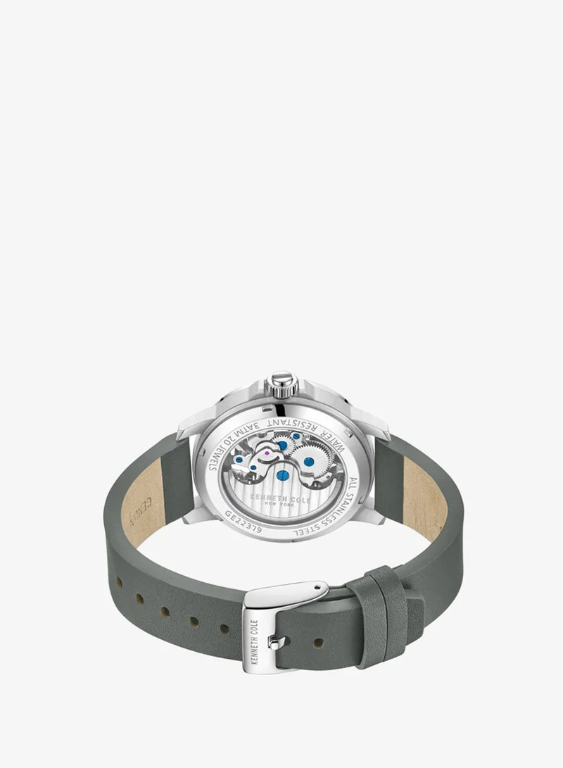 Kenneth Cole New York  Grey Dial Grey Leather Strap Automatic Watch for Men 44mm for Men | Best Price UAE