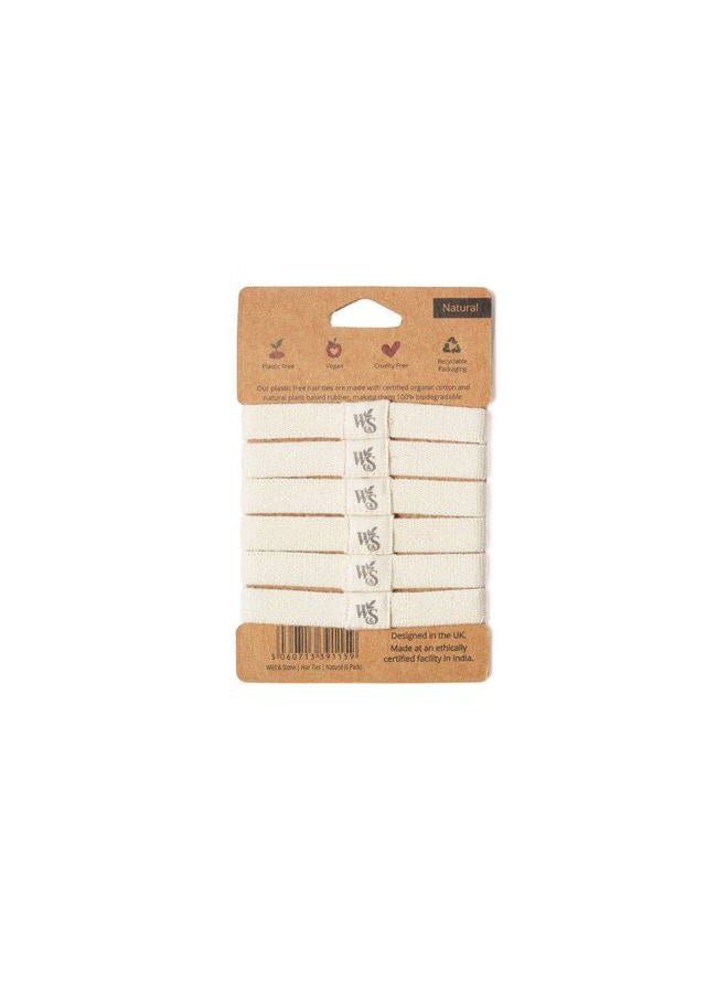 Wild Stone Pack of 6 | 100% Biodegradable and Plastic-Free Elastic Hair Ties | 100% Organic Cotton and Natural Plant-Based Rubber | No Crease Ponytail Holder (Blonde) - Image 2