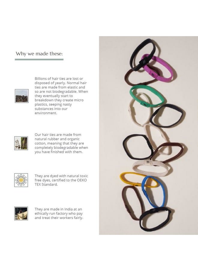 Wild Stone Pack of 6 | 100% Biodegradable and Plastic-Free Elastic Hair Ties | 100% Organic Cotton and Natural Plant-Based Rubber | No Crease Ponytail Holder (Blonde) - Image 3