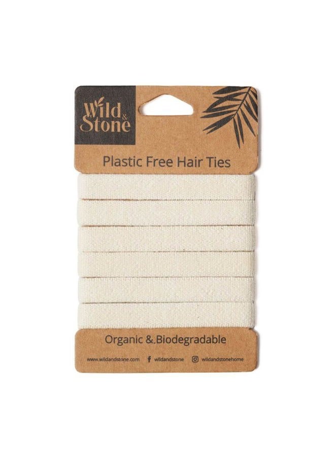 Wild Stone Pack of 6 | 100% Biodegradable and Plastic-Free Elastic Hair Ties | 100% Organic Cotton and Natural Plant-Based Rubber | No Crease Ponytail Holder (Blonde) - Image 1