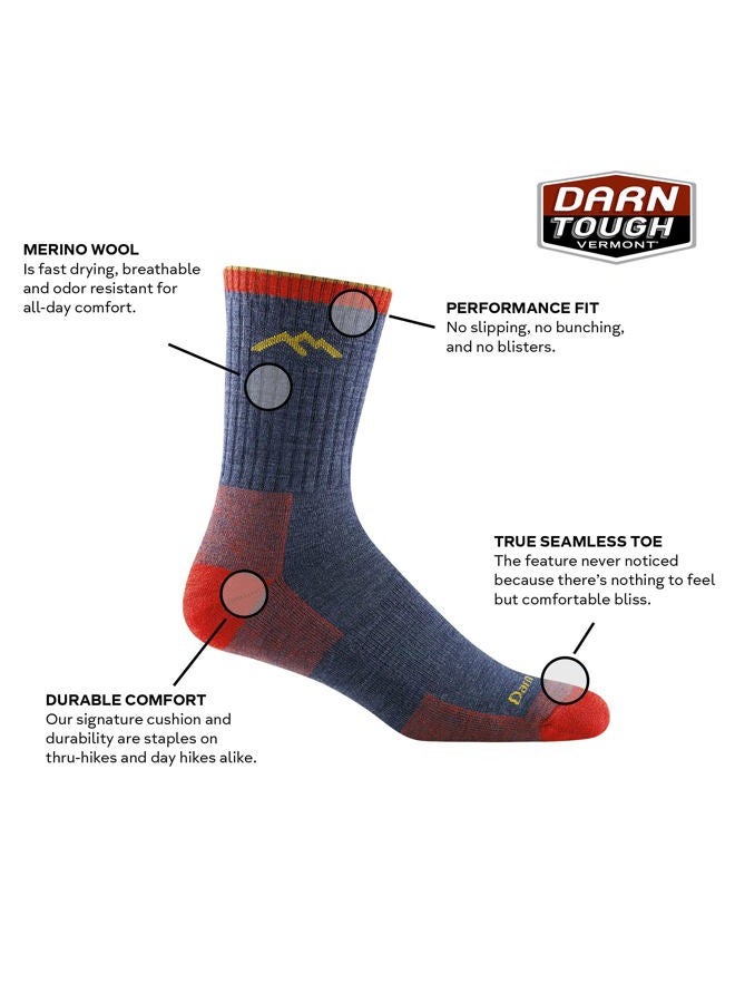 Darn Tough Hiker Micro Crew Sock Cushion Walking Socks Large Olive - Image 2