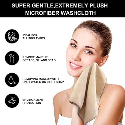 SINLAND Microfiber Facial Cloths Fast Drying Washcloth 12inch x 12inch (6pack, Cream) - Image 4