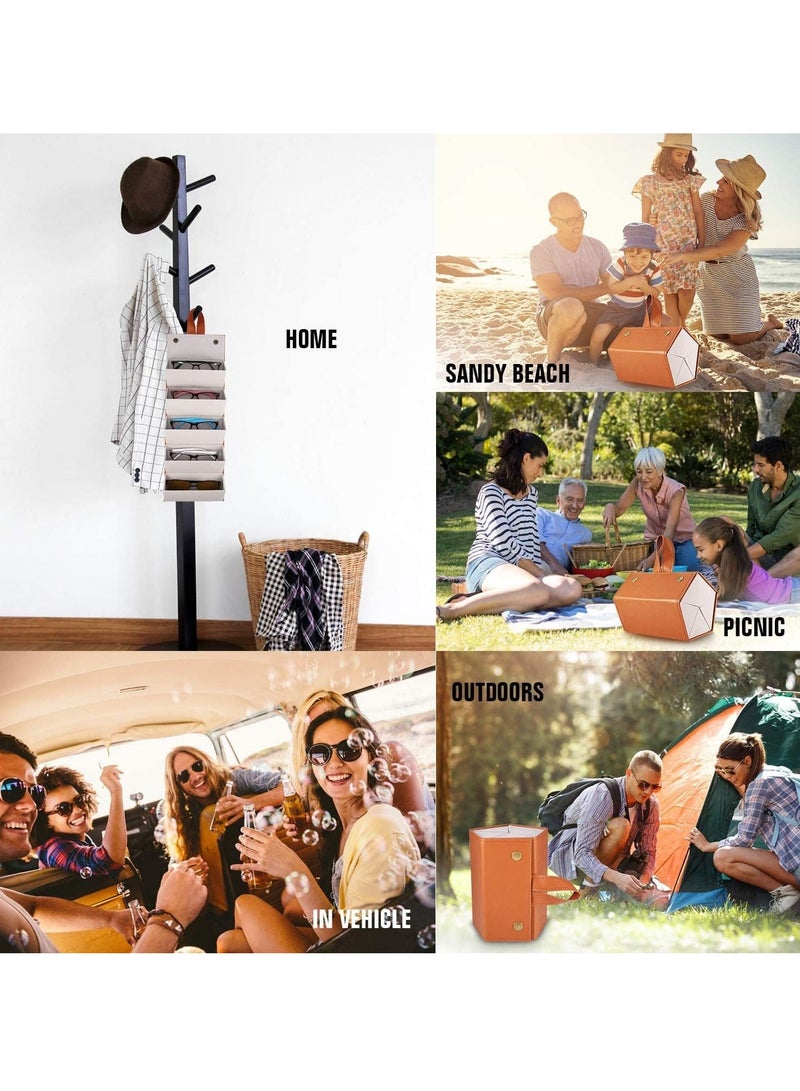 Bukela 5 Slots Portable Sunglasses Organizer, Foldable Eyewear Glasses Storage Box, Glasses Display Holder, Leather Multiple Glasses Storage Case, Keep Glasses Organised at Home Travel - Image 5