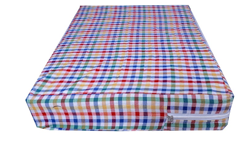 Checkme Cotton Mattress Cover/Protector for King Size Bed with Zip/Chain 84x75x10 Inch / 7x6.25 Feet - Multicolor - Image 2