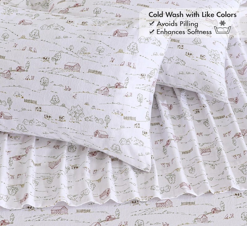 RUVANTI Flannel Sheets Full Size - 100% Cotton Double Brushed Bed Sheets Set, Deep Pockets 16 Inches, All Seasons Breathable & Extra Soft Full Sheets, Warm & Cozy, 4 Piece, Rustic Homestead - Image 5