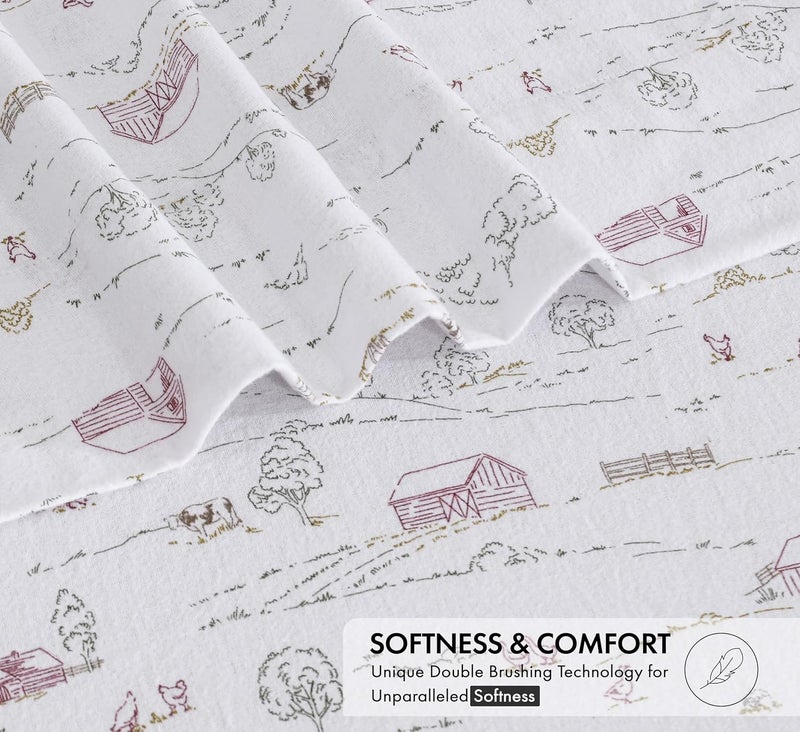 RUVANTI Flannel Sheets Full Size - 100% Cotton Double Brushed Bed Sheets Set, Deep Pockets 16 Inches, All Seasons Breathable & Extra Soft Full Sheets, Warm & Cozy, 4 Piece, Rustic Homestead - Image 4