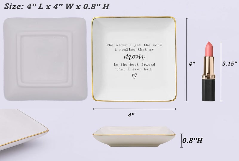 NZY Mother's Day,Birthday, Wedding, Christmas Gifts for Mother-Thank You Gifts for Mom-Mom My First Friend My Best Friend-Mother Appreciation Present-Ceramic Jewelry Tray Trinket Holder Ring Dish - Image 5