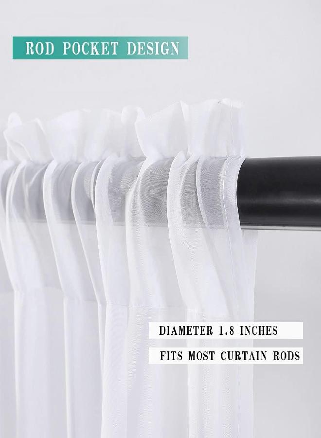MIULEE MIULEE Short Sheer Curtains 30 Inch Length for Kitchen Bathroom Cafe Half Window Treatment, Rod Pocket Tier Curtains 2 Panels, 29x30 Inches Long, White  - Image 3