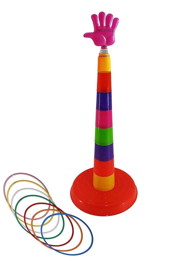 Fezeedi Shape Recognition Aim and Strike Game Toy for Kids , Ring Toss Hoopla Throw Game for Toddlers Kids for Single and Group Play Indoor and Outdoor Sport Games - Multicolor - Image 1