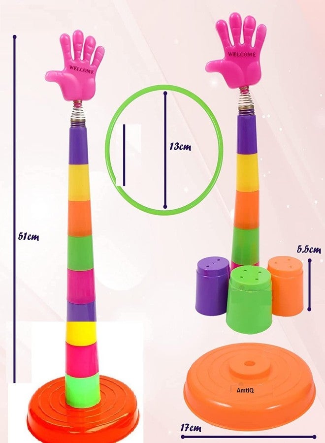 Fezeedi Shape Recognition Aim and Strike Game Toy for Kids , Ring Toss Hoopla Throw Game for Toddlers Kids for Single and Group Play Indoor and Outdoor Sport Games - Multicolor - Image 4