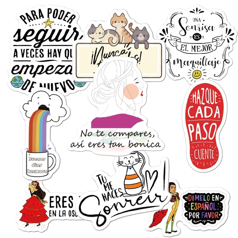 Magictodoor 300pcs Spanish Positive Quote Stickers for Vision Board, Journaling Scrapbook | Teachers and Students Motivational Decal | Inspirational Stickers - Image 1