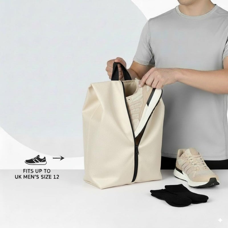 Swaze Premium Shoe Bag for Travel | Shoe Pouch, Shoe Cover for Storage, Shoe Bags for Travelling, Shoe Organizer for Travel, Shoes Packing Pouch, Shoe Pouch for Storage & Washable Covers (IVORY 5 pcs) - Image 1