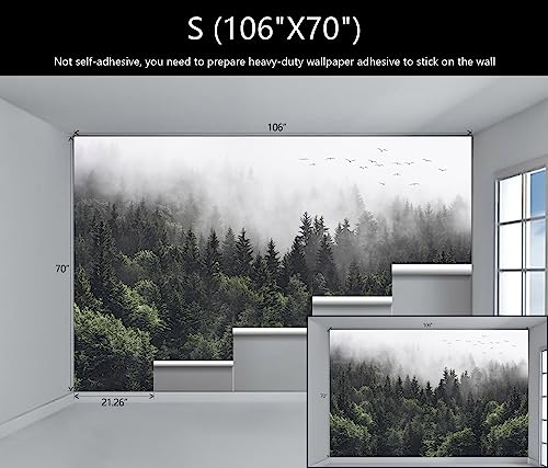 WFBHUA-Foggy Forest Woodland Wallpaper Green Nature Landscapes Wall Murals for Bedroom Living Room(Not Peel and Stick) - Image 4