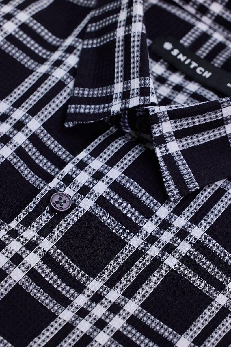 SNITCH Black Checks Slim Fit Shirt