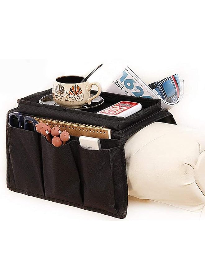 The Bros Armchair Caddy Couch Caddy Arm Rest Organiser TV Remote Control Holder Sofa Tray Remote Caddy Chairs Sofa Couch Storage Arm Tidy Armrest Organizer Pockets Armchairs Table Storage Bag with Cup Holder - Image 1