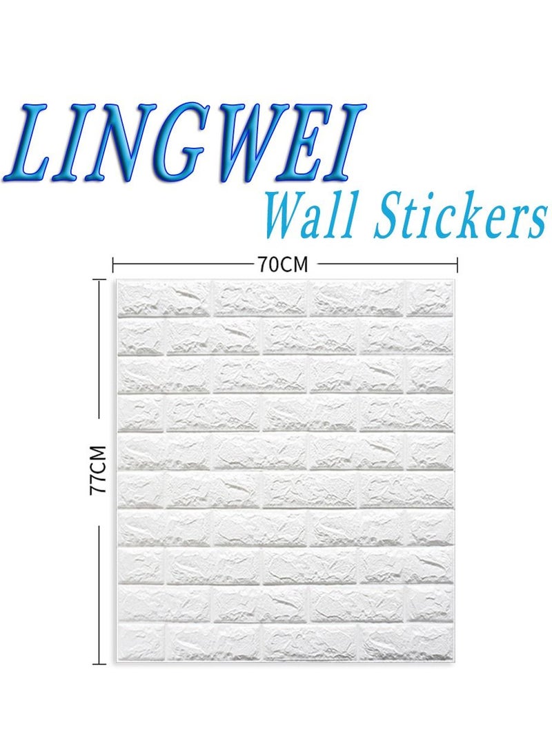 LINGWEI Wall Sticker 3D Wallpaper Wall Decoration Panels Diamond PE Foam Brick Pattern Self Adhesive Removable and Waterproof Art Wall Tiles for Bedroom Living Room Kids Room 50pcs - Image 5