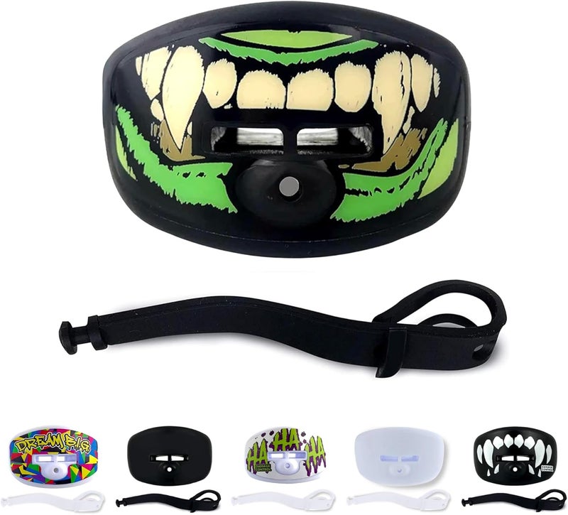DAMAGE CONTROL Pacifier Mouthpiece – Football Mouthguard with Helmet Strap, Protects Teeth, Jaw & Mouth – Mouth Piece for Sports, No Boiling, Allows Airflow – Gear for Adults & Youth (Monster) - Image 1