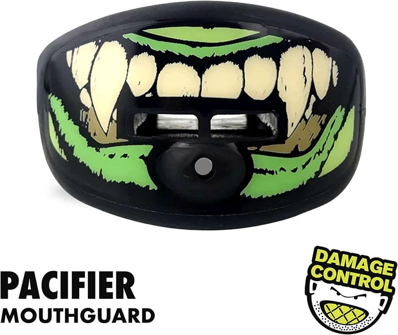 DAMAGE CONTROL Pacifier Mouthpiece – Football Mouthguard with Helmet Strap, Protects Teeth, Jaw & Mouth – Mouth Piece for Sports, No Boiling, Allows Airflow – Gear for Adults & Youth (Monster) - Image 3