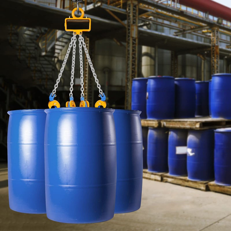 BEAMNOVA Upgraded Chain Drum Lifter 2 Ton / 4400lbs Loading Capacity for 55 Gallon Drums Forklift Hoist Crane Metal Plastic Barrel Double Lifting Chains, 4 Hooks & Chains - Image 2