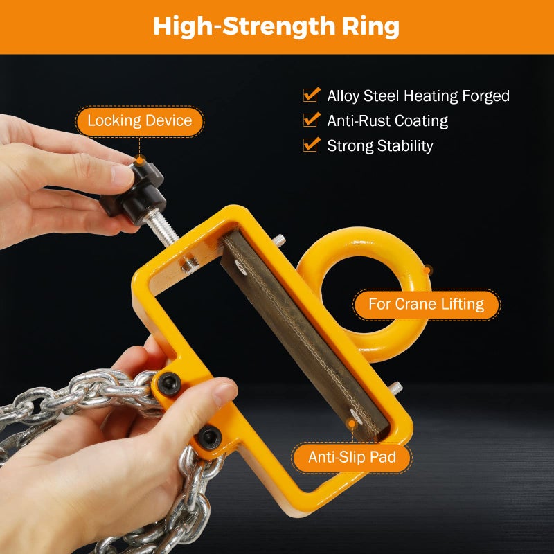 BEAMNOVA Upgraded Chain Drum Lifter 2 Ton / 4400lbs Loading Capacity for 55 Gallon Drums Forklift Hoist Crane Metal Plastic Barrel Double Lifting Chains, 4 Hooks & Chains - Image 4