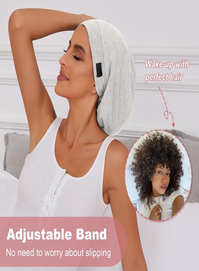 ZHENSILK Silk Bonnet for Sleeping Women, Adjustable Silky Satin Lined Sleep Cap, Silk Hair Wrap Slouch Beanie Hat, Grey&light Gray, One size - Image 2