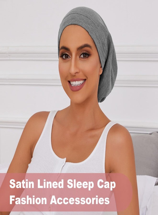 ZHENSILK Silk Bonnet for Sleeping Women, Adjustable Silky Satin Lined Sleep Cap, Silk Hair Wrap Slouch Beanie Hat, Grey&light Gray, One size - Image 5